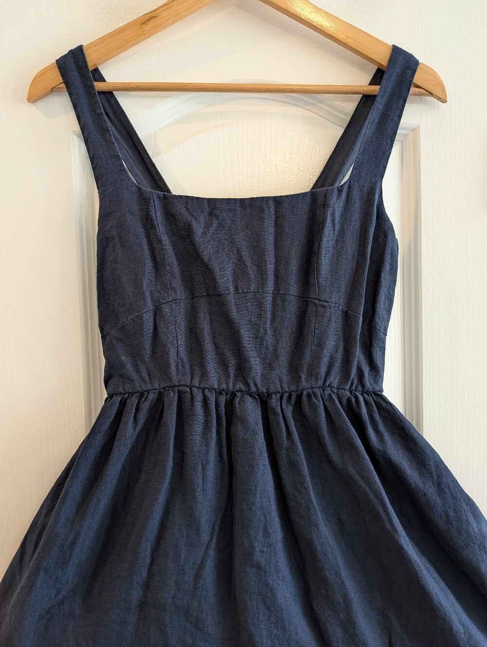 Quince 100% European Linen Fit & Flare Midi Dress Deep Navy Blue Coastal Size XS - Picture 5 of 14
